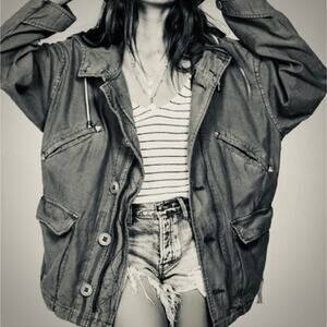 Free People Joshua Tree Dark Grey Black Coat Jacket